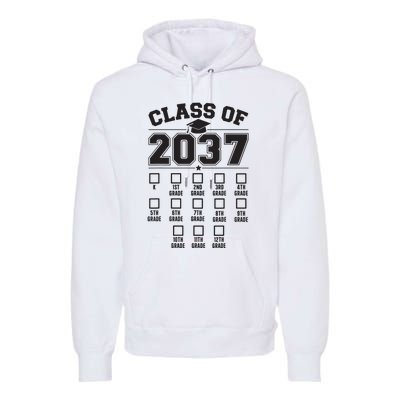 Class Of 2037 Grow With Me Checklist Kindergarten 12th Grade Premium Hoodie