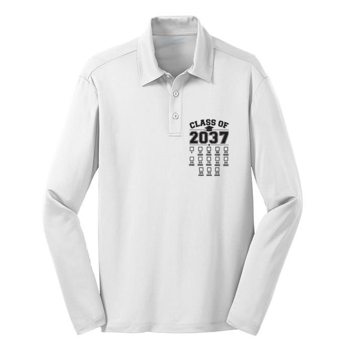 Class Of 2037 Grow With Me Checklist Kindergarten 12th Grade Silk Touch Performance Long Sleeve Polo