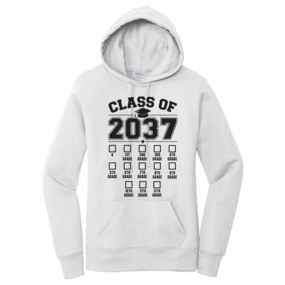 Class Of 2037 Grow With Me Checklist Kindergarten 12th Grade Women's Pullover Hoodie