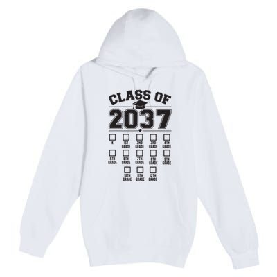 Class Of 2037 Grow With Me Checklist Kindergarten 12th Grade Premium Pullover Hoodie