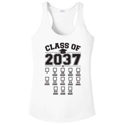 Class Of 2037 Grow With Me Checklist Kindergarten 12th Grade Ladies PosiCharge Competitor Racerback Tank