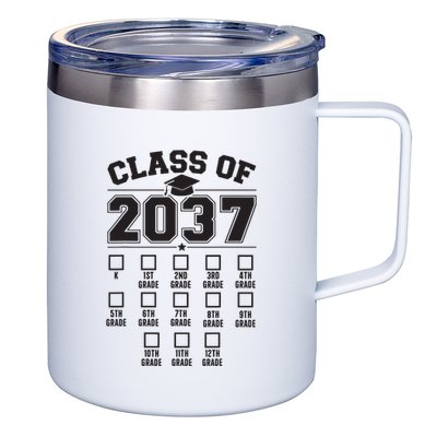 Class Of 2037 Grow With Me Checklist Kindergarten 12th Grade 12oz Stainless Steel Coffee Mug