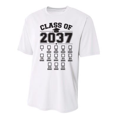 Class Of 2037 Grow With Me Checklist Kindergarten 12th Grade Performance Sprint T-Shirt