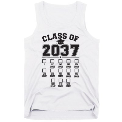 Class Of 2037 Grow With Me Checklist Kindergarten 12th Grade Tank Top