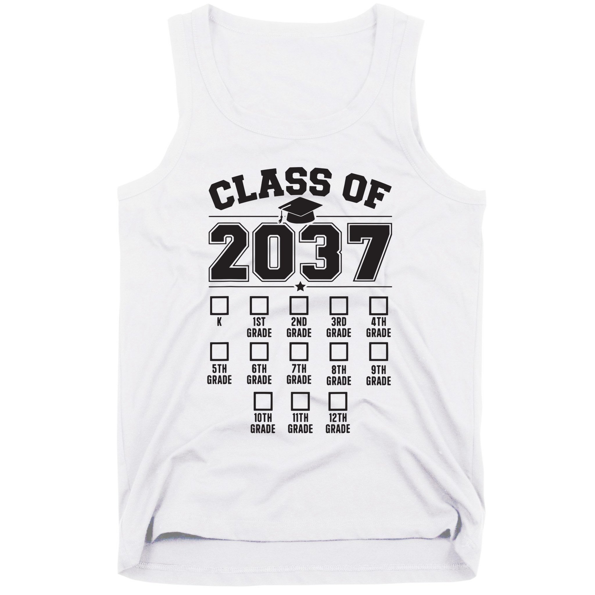 Class Of 2037 Grow With Me Checklist Kindergarten 12th Grade Tank Top