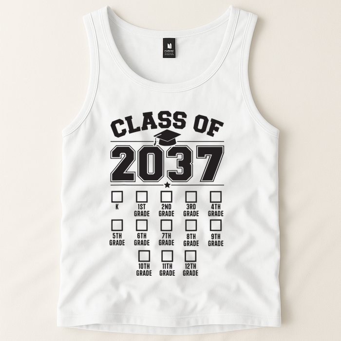 Class Of 2037 Grow With Me Checklist Kindergarten 12th Grade Tank Top