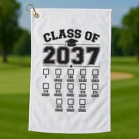 Class Of 2037 Grow With Me Checklist Kindergarten 12th Grade Golf Towel