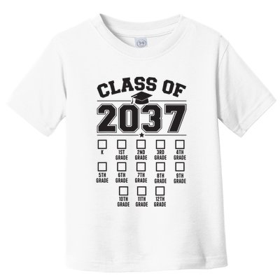Class Of 2037 Grow With Me Checklist Kindergarten 12th Grade Toddler T-Shirt