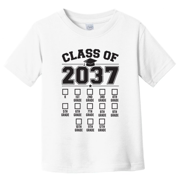 Class Of 2037 Grow With Me Checklist Kindergarten 12th Grade Toddler T-Shirt