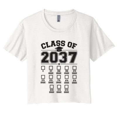 Class Of 2037 Grow With Me Checklist Kindergarten 12th Grade Crop Top