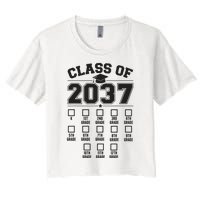 Class Of 2037 Grow With Me Checklist Kindergarten 12th Grade Women's Crop Top Tee