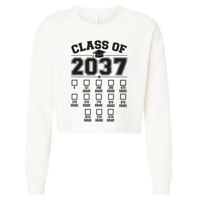 Class Of 2037 Grow With Me Checklist Kindergarten 12th Grade Cropped Pullover Crew