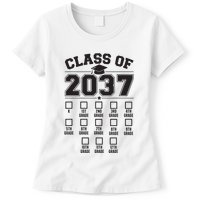 Class Of 2037 Grow With Me Checklist Kindergarten 12th Grade Womens T-Shirt