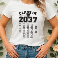 Class Of 2037 Grow With Me Checklist Kindergarten 12th Grade Womens T-Shirt