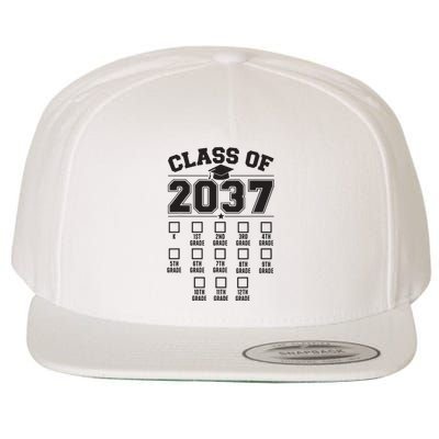 Class Of 2037 Grow With Me Checklist Kindergarten 12th Grade Wool Snapback Cap