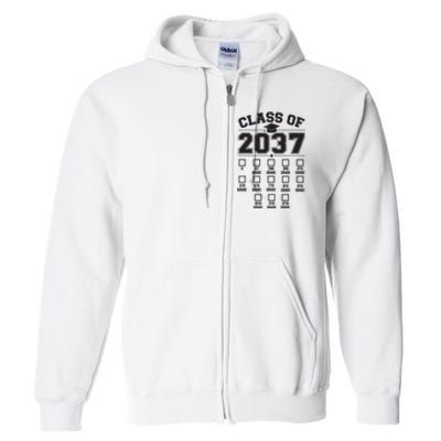 Class Of 2037 Grow With Me Checklist Kindergarten 12th Grade Full Zip Hoodie