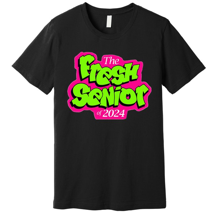 Class Of 2024 Senior Fresh Retro 90s TV Style Graduation Premium T-Shirt