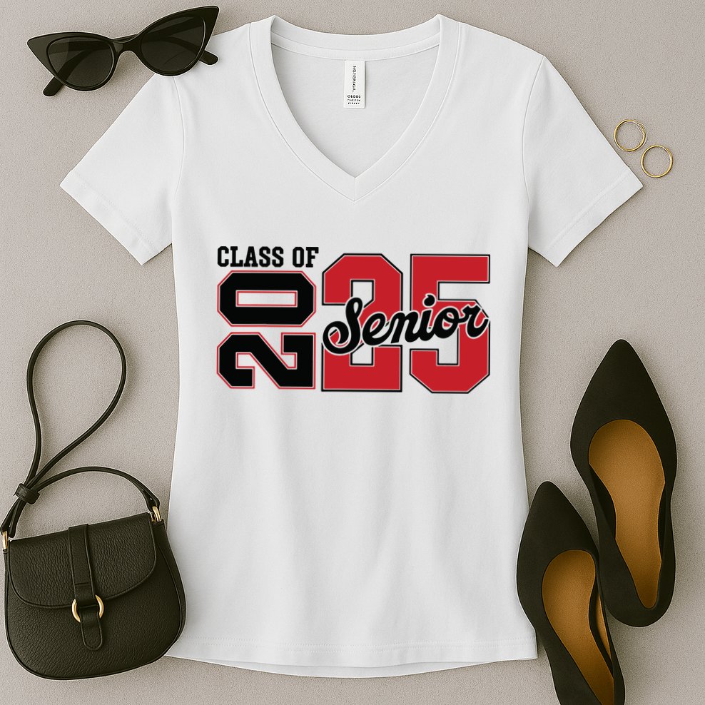 Class Of 2025 Senior 2025 Back To School 2025 Graduation Women's V-Neck T-Shirt