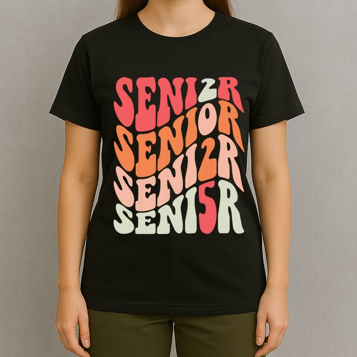 Class Of 2025 Senior 2025 Back To School 2025 Vintage Groovy T-Shirt