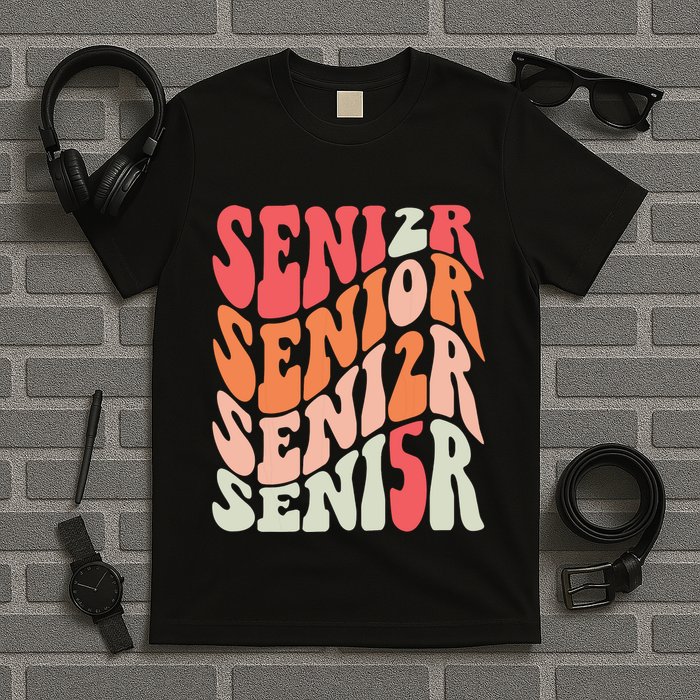Class Of 2025 Senior 2025 Back To School 2025 Vintage Groovy T-Shirt