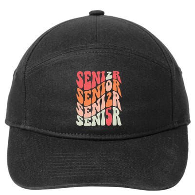 Class Of 2025 Senior 2025 Back To School 2025 Vintage Groovy 7-Panel Snapback Hat
