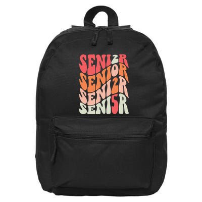 Class Of 2025 Senior 2025 Back To School 2025 Vintage Groovy 16 in Basic Backpack