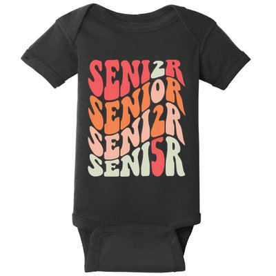 Class Of 2025 Senior 2025 Back To School 2025 Vintage Groovy Baby Bodysuit