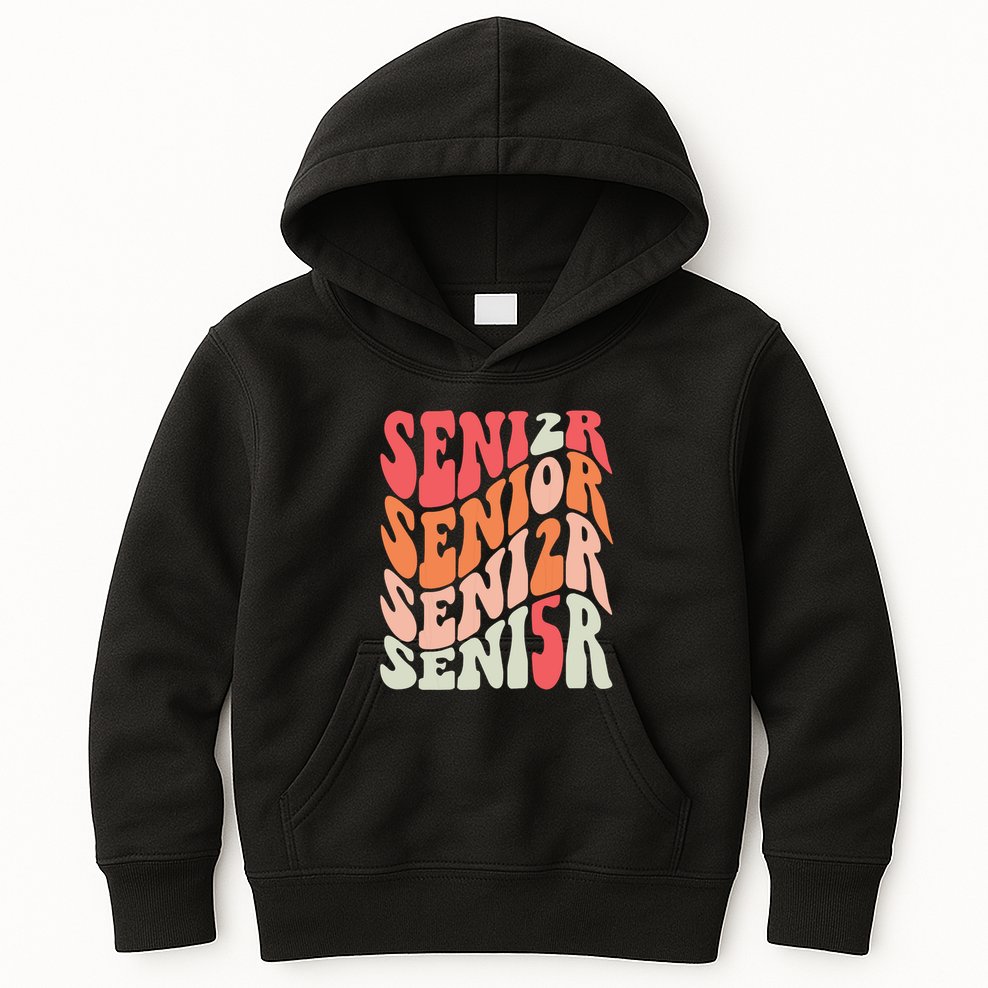 Class Of 2025 Senior 2025 Back To School 2025 Vintage Groovy Kids Hoodie