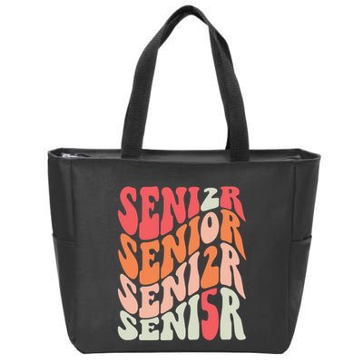 Class Of 2025 Senior 2025 Back To School 2025 Vintage Groovy Zip Tote Bag