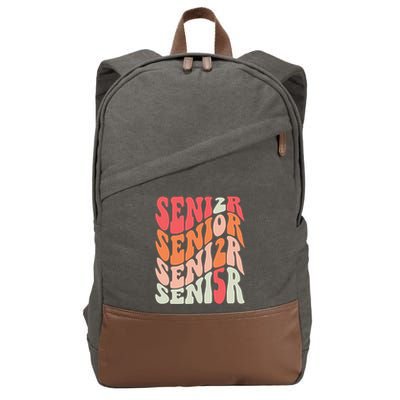 Class Of 2025 Senior 2025 Back To School 2025 Vintage Groovy Cotton Canvas Backpack
