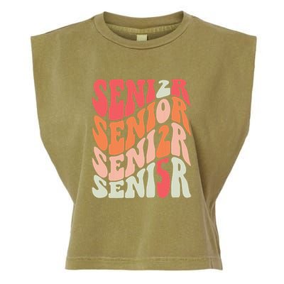 Class Of 2025 Senior 2025 Back To School 2025 Vintage Groovy Garment-Dyed Women's Muscle Tee