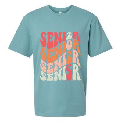 Class Of 2025 Senior 2025 Back To School 2025 Vintage Groovy Sueded Cloud Jersey T-Shirt