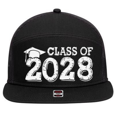 Class Of 2028 Grow With Me Handprints Space On Back 7 Panel Mesh Trucker Snapback Hat