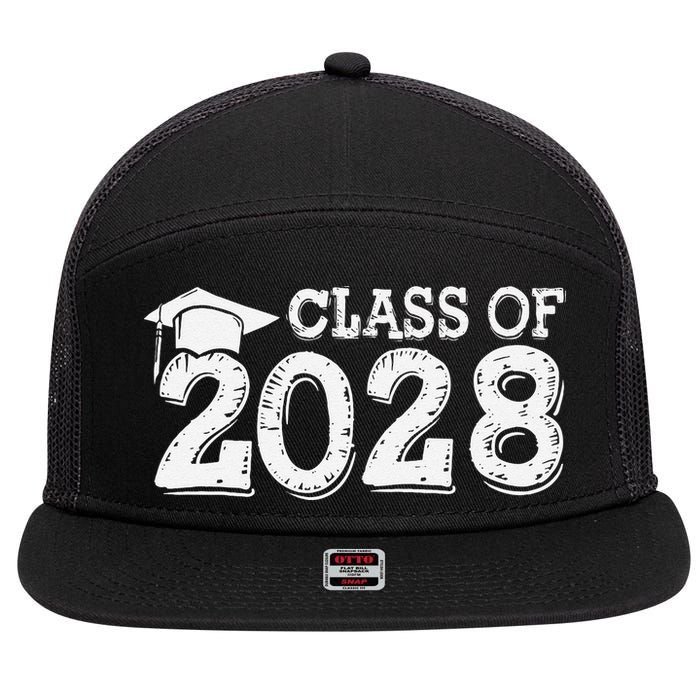 Class Of 2028 Grow With Me Handprints Space On Back 7 Panel Mesh Trucker Snapback Hat