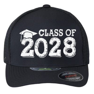 Class Of 2028 Grow With Me Handprints Space On Back Flexfit Unipanel Trucker Cap