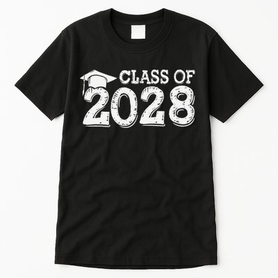 Class Of 2028 Grow With Me Handprints Space On Back Tall T-Shirt