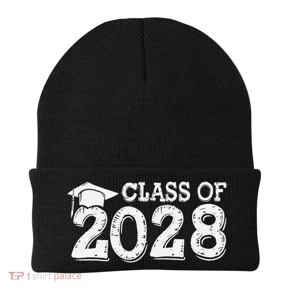 Class Of 2028 Grow With Me Handprints Space On Back Beanie