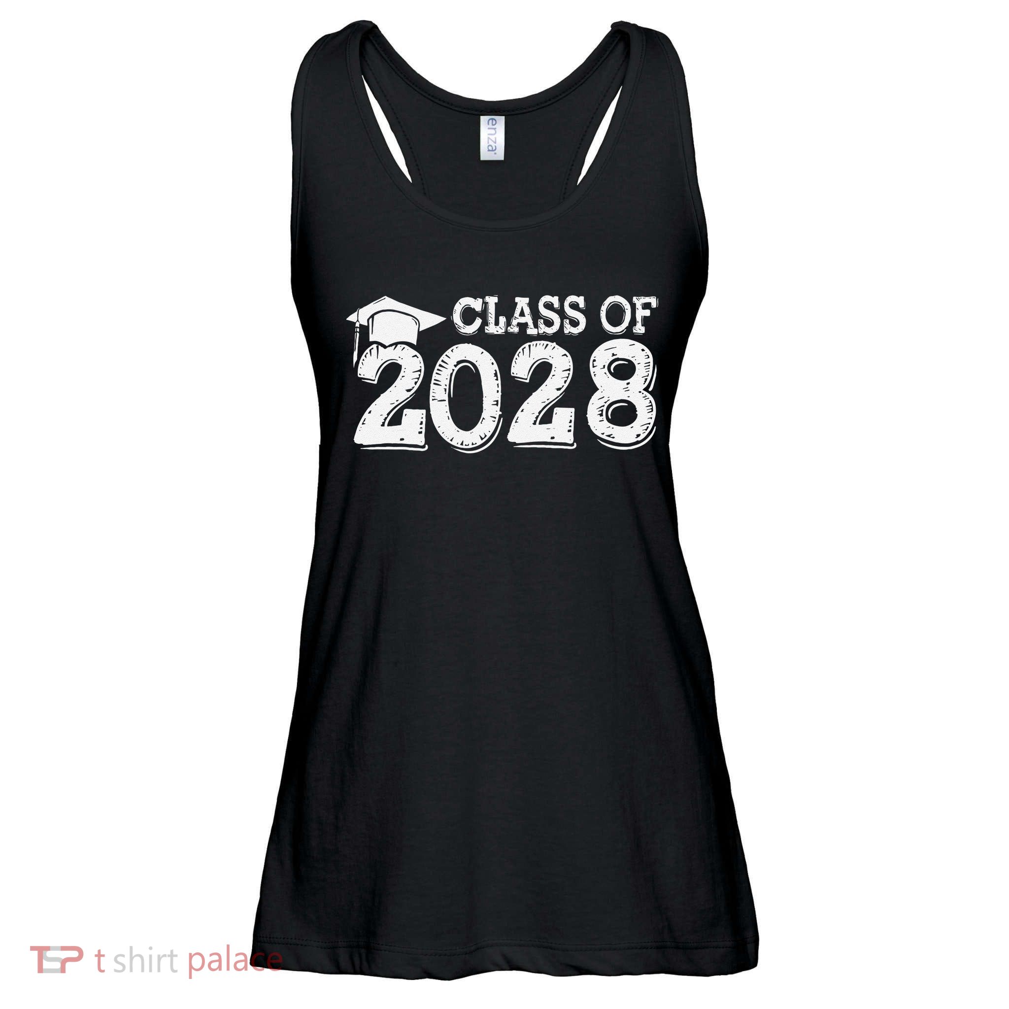 Class Of 2028 Grow With Me Handprints Space On Back Ladies Essential Flowy Tank