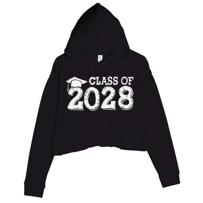 Class Of 2028 Grow With Me Handprints Space On Back Crop Fleece Hoodie