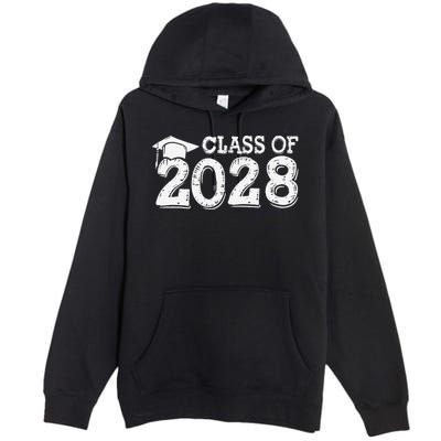 Class Of 2028 Grow With Me Handprints Space On Back Premium Pullover Hoodie