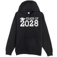 Class Of 2028 Grow With Me Handprints Space On Back Premium Pullover Hoodie