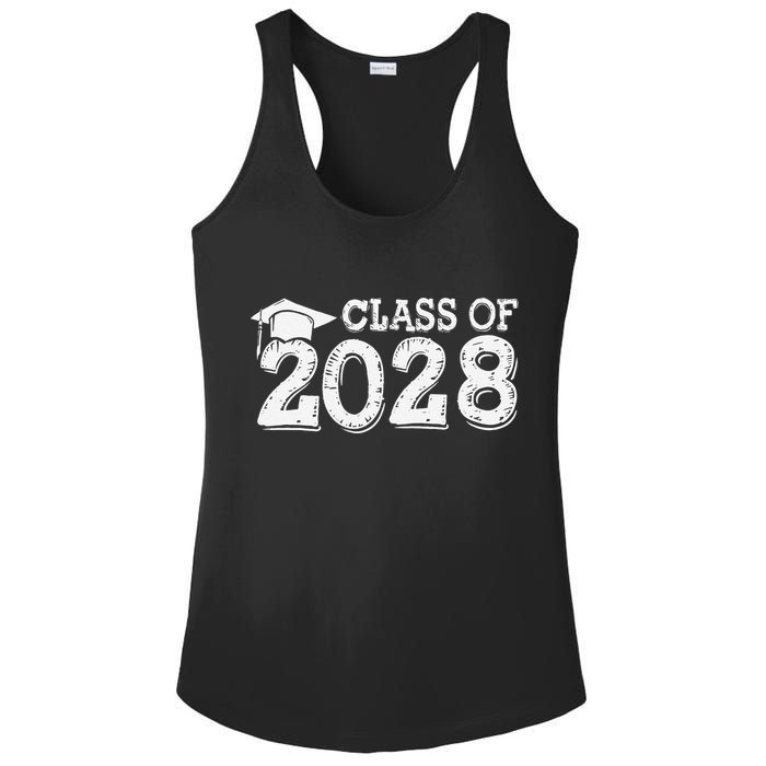 Class Of 2028 Grow With Me Handprints Space On Back Ladies PosiCharge Competitor Racerback Tank