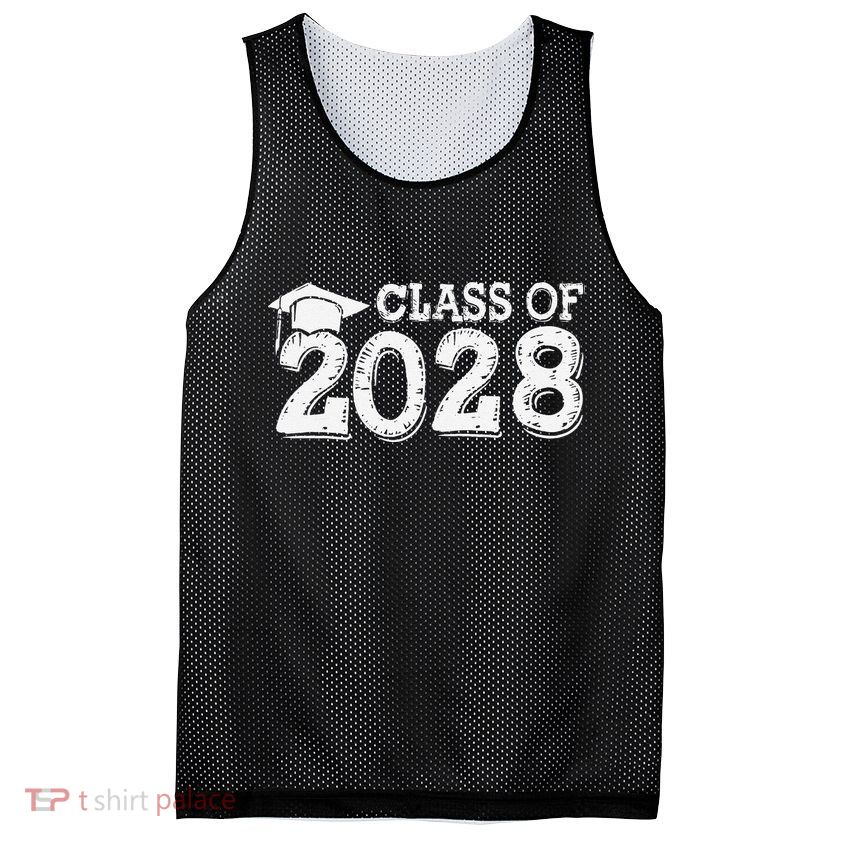 Class Of 2028 Grow With Me Handprints Space On Back Mesh Reversible Basketball Jersey Tank