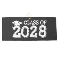 Class Of 2028 Grow With Me Handprints Space On Back Large Microfiber Waffle Golf Towel