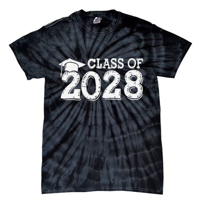 Class Of 2028 Grow With Me Handprints Space On Back Tie-Dye T-Shirt