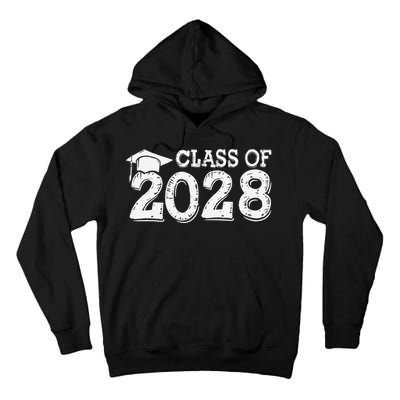 Class Of 2028 Grow With Me Handprints Space On Back Tall Hoodie