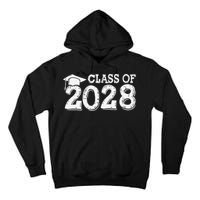 Class Of 2028 Grow With Me Handprints Space On Back Tall Hoodie