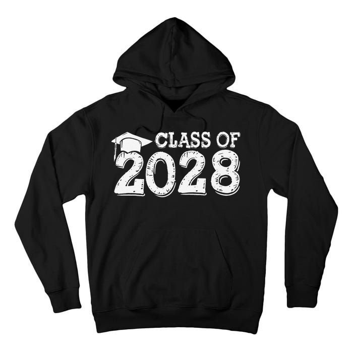 Class Of 2028 Grow With Me Handprints Space On Back Tall Hoodie