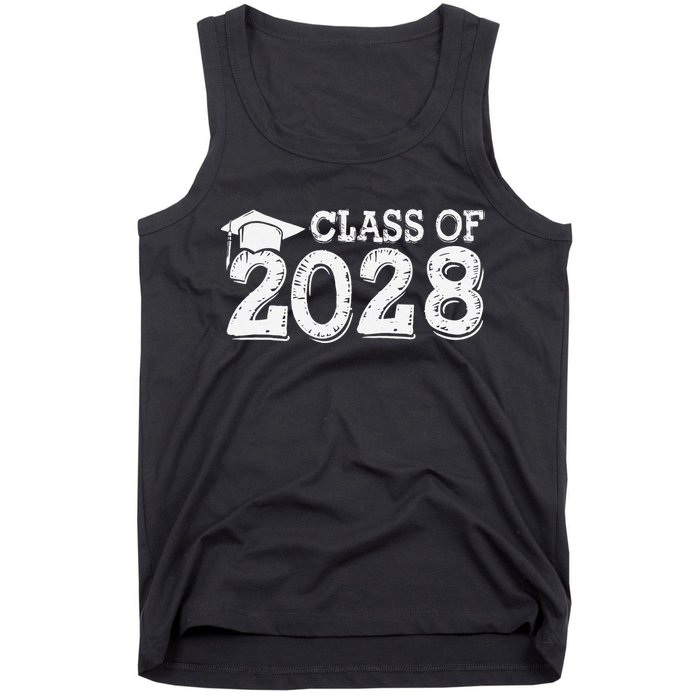 Class Of 2028 Grow With Me Handprints Space On Back Tank Top