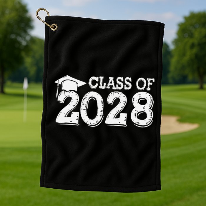 Class Of 2028 Grow With Me Handprints Space On Back Golf Towel
